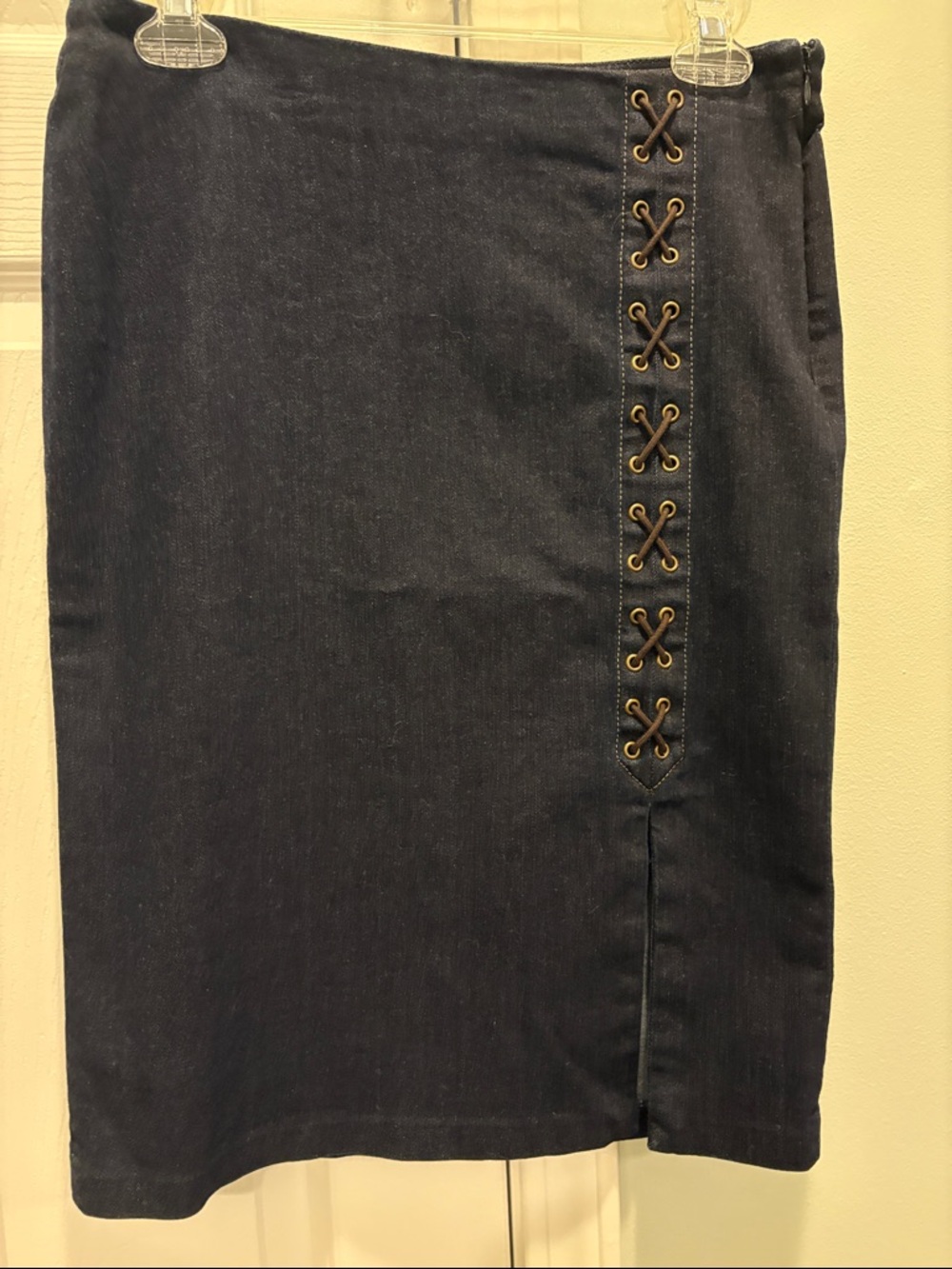 Lauren Ralph Lauren Navy Denim Lace-Up Pencil Skirt Size 2
